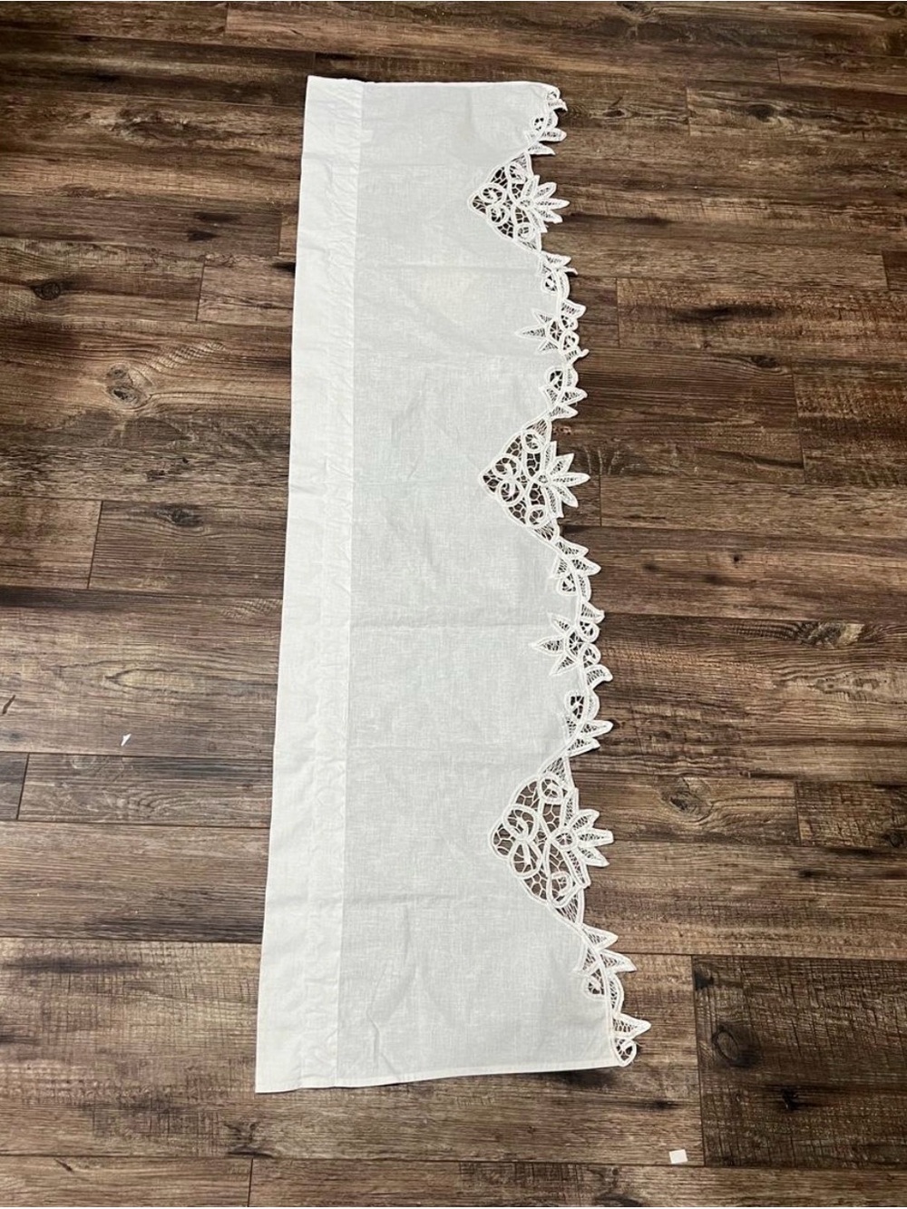 White Lace Trim Valance Curtain Panel - Elegant Window Accent